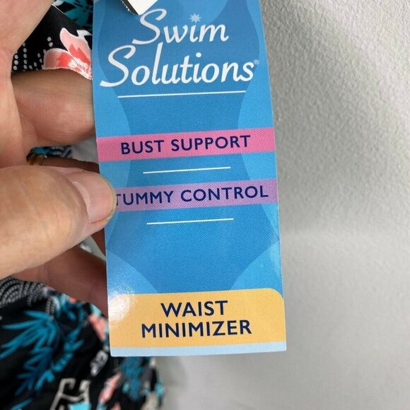 Swim Solutions $98 One Shoulder Floral One-Piece Swimsuit Size 12 - Picture 5 of 7